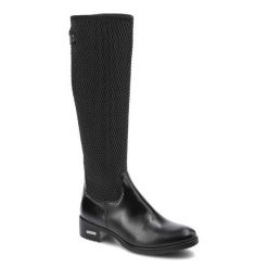 Czarne Kozaki Simen Damskie Eleganckie Buty Zimowe. Czarne kozaki damskie Simen, na jesień, bez wzorów, ze skóry, bez obcasa, na obcasie, bez zapięcia. Za 409.00 zł.