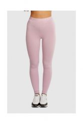 GUESS Jasnoróżowe legginsy damskie z marszczeniem. Czerwone legginsy damskie Guess, z aplikacjami, z gumy. W wyprzedaży za 99.99 zł.