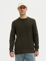 Jack & Jones Sweter Global 12287594 Zielony Regular Fit. Zielone swetry męskie Jack & Jones, m, bez wzorów, z bawełny, bez kołnierzyka, bez ramiączek. Za 119.99 zł.