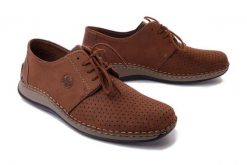 RIEKER 05226-24 brown, półbuty męskie. Brązowe półbuty męskie Rieker, na lato, w ażurowe wzory, bez obcasa, bez zapięcia. Za 369.90 zł.
