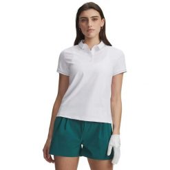 Damska koszulka polo Under Armour Drive Chill. Białe bluzki damskie Under Armour, bez wzorów, sportowe, bez kołnierzyka, bez ramiączek. Za 434.50 zł.