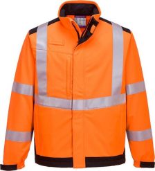 Kurtka męska Portwest MV72 - Softshell Modaflame Multi Norm Arc - pomarańczowy-granat 2XL. Brązowe kurtki męskie Portwest, m, bez wzorów, z softshellu, bez kaptura. Za 710.84 zł.