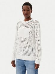 Tommy Jeans Sweter DW0DW20262 Écru Relaxed Fit. Swetry nierozpinane damskie Tommy Jeans, m, bez wzorów, z jeansu, bez kołnierzyka, bez ramiączek. Za 259.99 zł.
