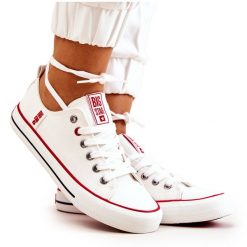Damskie Trampki Big Star JJ274123 Białe. Białe trampki i tenisówki damskie bez wzorów, z materiału, bez zapięcia. Za 180.71 zł.