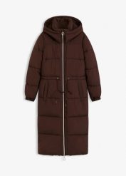 Hydrofobowy płaszcz pikowany. Niebieskie płaszcze damskie bonprix, bez wzorów, bez kołnierzyka, bez kaptura. Za 359.99 zł.