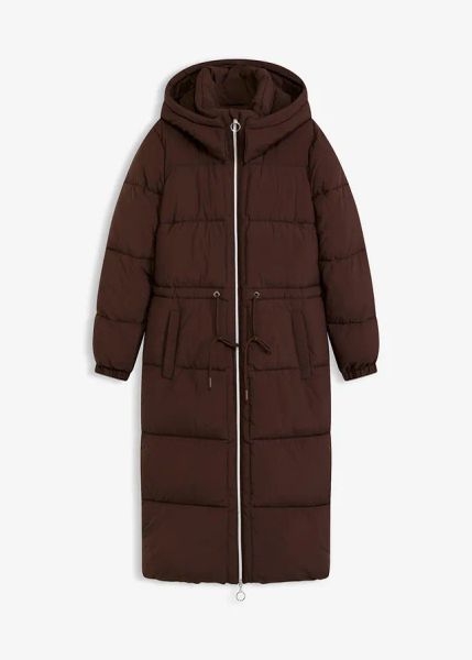 Hydrofobowy płaszcz pikowany. Niebieskie płaszcze damskie bonprix, bez wzorów, bez kołnierzyka, bez kaptura. Za 359.99 zł.