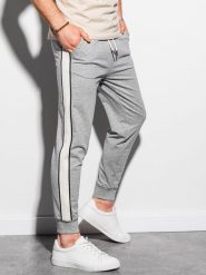 Ombre Spodnie męskie dresowe joggery P951 - szare melanż XXL. Szare spodnie sportowe męskie Ombre, m, bez wzorów, z dresówki. Za 39.99 zł.