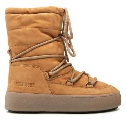 Śniegowce Moon Boot. Brązowe śniegowce damskie Moon Boot, bez zapięcia. Za 1,419.00 zł.