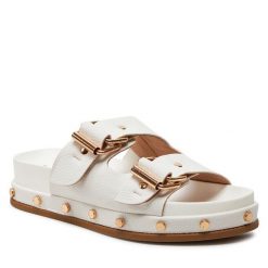 Klapki Big Star Shoes. Białe klapki damskie BIG STAR SHOES, bez wzorów, retro, bez obcasa, bez zapięcia. Za 179.99 zł.