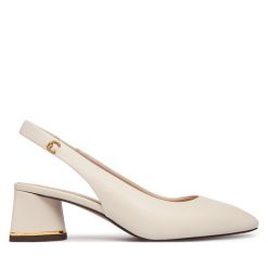 Czółenka Coccinelle. Białe czółenka damskie Coccinelle, bez wzorów, bez obcasa, bez zapięcia. Za 949.99 zł.