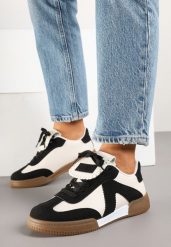 Czarno-Beżowe Sneakersy Tenisówki z Ozdobnym Językiem Alaviela. Czarne trampki i tenisówki damskie Born2be, bez wzorów, z jeansu, bez zapięcia. Za 89.99 zł.