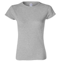 Koszulka Damska Krótki Rękaw Soft Style. Szare bluzki damskie GILDAN, s, bez wzorów, sportowe, bez kołnierzyka, bez ramiączek. Za 28.99 zł.