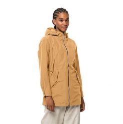Kurtka przeciwdeszczowa damska Jack Wolfskin Dakar Parka. Żółte parki damskie Jack Wolfskin, na lato, l, bez wzorów, z materiału, bez kaptura. Za 409.99 zł.