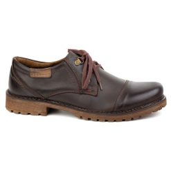 Buty męskie skórzane OLIVIER 312GT z przeszytym noskiem ciemno brązowe. Brązowe botki męskie bez wzorów, z jeansu, casualowe, bez obcasa, bez zapięcia. Za 351.82 zł.