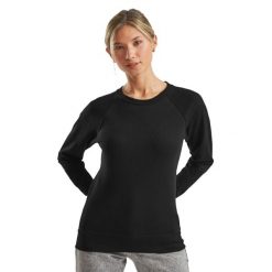 Lekka Bluza Raglanowa Dla Kobiet. Czarne bluzy damskie fruit of the loom, s, bez wzorów, bez ramiączek, bez kaptura. Za 71.99 zł.