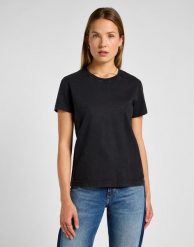 DAMSKA KOSZULKA LEE PERFECT TEE UNIONALL BLACK 112355164. Czarne bluzki damskie Lee, s, bez wzorów, bez kołnierzyka, bez ramiączek. Za 79.99 zł.