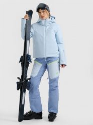 4F Spodnie narciarskie membrana 15000 damskie - granatowe S. Niebieskie spodnie materiałowe damskie 4F, na zimę, bez wzorów, z materiału. Za 799.99 zł.