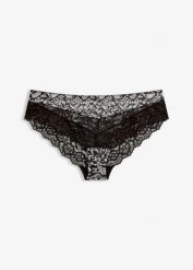 Figi hipster ze wzorem skóry wężowej. Czarne majtki damskie bonprix, ze skóry. Za 37.99 zł.
