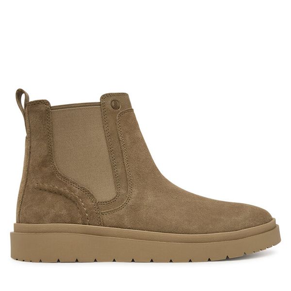 Sztyblety Clarks. Brązowe botki męskie Clarks, bez wzorów, bez obcasa, bez zapięcia. Za 299.99 zł.