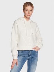 Guess Bluza New Alisa V2YQ08 K7UW2 Biały Relaxed Fit. Białe bluzy damskie Guess, m, z aplikacjami, z wiskozy, bez ramiączek, bez kaptura. Za 189.99 zł.