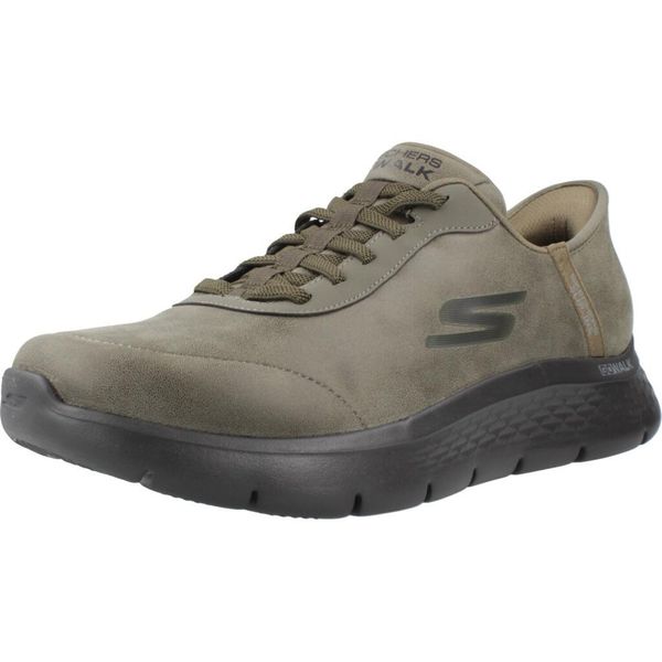 Buty SKECHERS SLIP - INS GO WALK FLEX - SMOOT Zielony. Zielone buty zimowe męskie Skechers, bez wzorów, z syntetyku, bez obcasa, bez zapięcia. Za 404.72 zł.