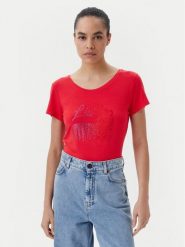 Liu Jo Beachwear T-Shirt VA5157 JS360 Czerwony Regular Fit. Czerwone t-shirty damskie Liu Jo Beachwear, xl, bez wzorów, z wiskozy, bez kołnierzyka, bez ramiączek. Za 249.99 zł.