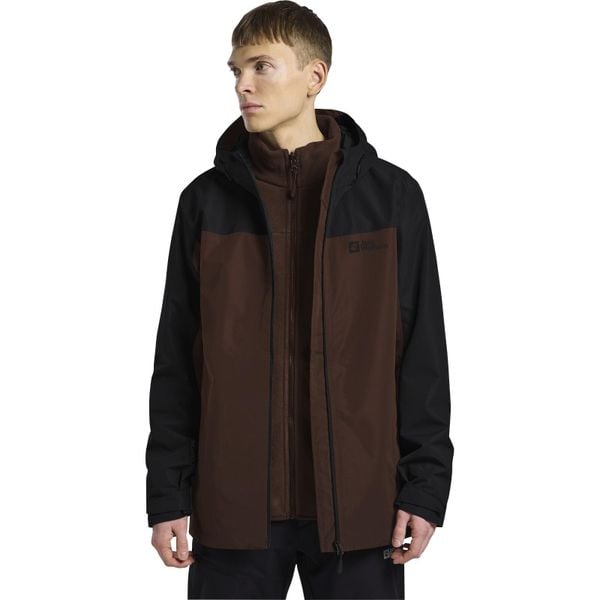 Kurtka w góry męska Jack Wolfskin Taubenberg. Brązowe kurtki męskie Jack Wolfskin, na zimę, m, bez wzorów, z materiału, klasyczne, z kapturem. Za 729.99 zł.