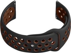 Pasek gumowy do smartwatch U11 - czarny/brązowy - 20mm. Brązowe zegarki smartwatch NoName, bez wzorów, z gumy. Za 28.09 zł.