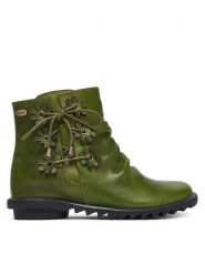 Laura Vita Botki Cyrielle 033 Zielony. Zielone botki damskie Laura Vita, bez wzorów, ze skóry, bez obcasa, na płaskiej podeszwie, bez zapięcia. Za 559.99 zł.