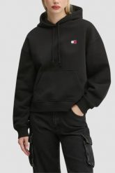 TOMMY JEANS Czarna damska bluza. Czarne bluzy damskie Tommy Jeans, s, bez wzorów, z jeansu, bez ramiączek, z kapturem. W wyprzedaży za 284.99 zł.