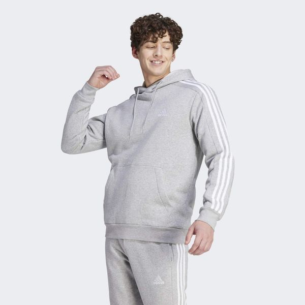 Bluza męska adidas Essentials Fleece 3-Stripes Hoodie. Białe bluzy sportowe męskie Adidas, m, bez wzorów, z materiału, z kapturem, do biegania. Za 212.00 zł.
