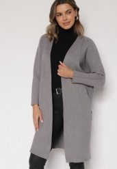 Szary Klasyczny Niezapinany Kardigan Elitusa. Szare kardigany damskie Born2be, uniwersalny, bez wzorów, z jeansu, klasyczne, bez kołnierzyka. Za 119.99 zł.