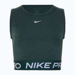 Tank top treningowy damski Nike Pro Dri-Fit. Zielone topy damskie Nike, bez wzorów, bez kołnierzyka, bez ramiączek. Za 159.99 zł.