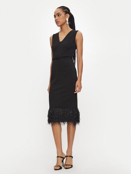 Rinascimento Sukienka koktajlowa CFC0120269003 Czarny Regular Fit. Czarne sukienki damskie Rinascimento, s, bez wzorów, z syntetyku, wizytowe, bez kołnierzyka, bez ramiączek. Za 409.99 zł.