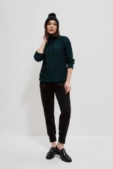 Sweter w warkoczowy splot z długimi rękawami szmaragdowy. Zielone swetry nierozpinane damskie MOODO, m, bez wzorów, ze splotem, bez kołnierzyka, bez ramiączek. W wyprzedaży za 55.99 zł.
