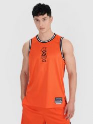 4F Tank top do koszykówki oversize szybkoschnący męski - pomarańczowy M. Brązowe koszulki sportowe męskie 4F, l, w ażurowe wzory, z dzianiny, bez ramiączek, do koszykówki. W wyprzedaży za 79.99 zł.
