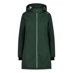 Płaszcz damski turystyczne CMP 32Z1406. Zielone płaszcze damskie CMP, l, bez wzorów, bez kołnierzyka, bez kaptura. W wyprzedaży za 249.99 zł.