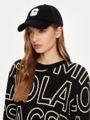 Guess Czapka z daszkiem AW5258 COT01 Czarny. Czarne czapki damskie Guess, z aplikacjami, z materiału. Za 109.99 zł.
