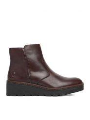 Rieker Botki CEO-X9165-27 Brązowy ciemny. Brązowe botki damskie Rieker, bez wzorów, ze skóry, bez obcasa, na koturnie, bez zapięcia. Za 429.99 zł.