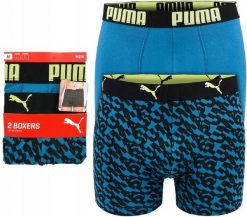 Bokserki męskie bawełniane 2 pary PUMA BOXER TRUNKS. Niebieskie bokserki męskie Puma, bez wzorów, z bawełny. Za 58.90 zł.