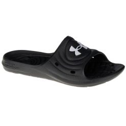 Klapki męskie Under Armour Locker IV SL. Białe klapki męskie Under Armour, bez wzorów, z materiału, bez zapięcia. Za 89.99 zł.