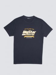 Koszulka męska z nadrukiem granatowa Briss 403. Niebieskie t-shirty męskie BIG STAR, l, bez wzorów, z bawełny, bez kołnierzyka, bez ramiączek. Za 99.99 zł.