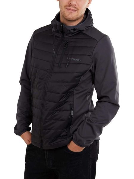 Kurtka softshell męska Fundango Vermont Hybrid. Czarne kurtki męskie FUNDANGO, m, bez wzorów, z materiału, bez kaptura. Za 259.90 zł.