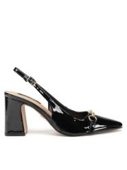 Nine West Sandały PD0023-01 Czarny. Czarne sandały damskie Nine West, bez wzorów, z materiału, bez obcasa, na słupku, bez zapięcia. Za 249.99 zł.