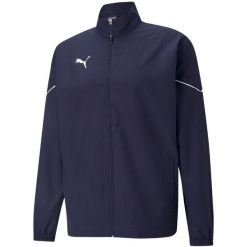 Kurtka do piłki nożnej męska Puma teamRISE Sideline. Niebieskie kurtki męskie Puma, m, bez wzorów, bez kaptura. Za 125.99 zł.