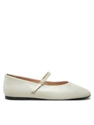 Calvin Klein Baleriny Mary Jane Ballerina - Lth HW0HW02307 Écru. Balerinki damskie Calvin Klein, bez wzorów, ze skóry, bez obcasa, bez zapięcia. Za 469.99 zł.