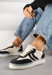 Czarno-Beżowe Sneakersy Tenisówki Ozdobione Paskami Falovinia. Czarne trampki i tenisówki damskie Renee, bez wzorów, z jeansu, bez zapięcia. Za 79.99 zł.