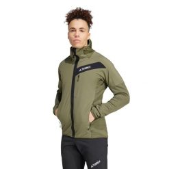 Kurtka trekkingowa męska Adidas Terrex Techrock Hooded Wind Fleece. Zielone kurtki sportowe męskie Adidas, l, bez wzorów, z polaru, z kapturem, trekkingowe. Za 372.00 zł.