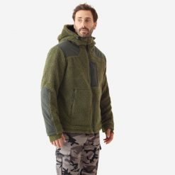 Polar barankowy Solognac 900. Brązowe bluzy sportowe męskie SOLOGNAC, l, bez wzorów, z polaru, bez kaptura, outdoorowe. Za 299.99 zł.