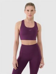 4F Biustonosz treningowy z niskim wsparciem damski - fioletowy XL. Fioletowe bielizna sportowa damska 4F, xl, bez wzorów, z dzianiny. W wyprzedaży za 69.99 zł.